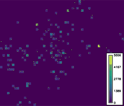 Sum of atribute column CAPACITYTO in grid of spatial resolution 1km