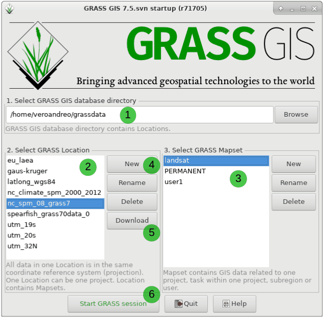 startup window with numbered fields