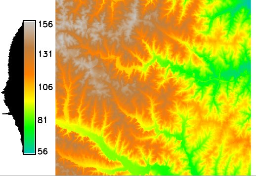 Elevation map with legend