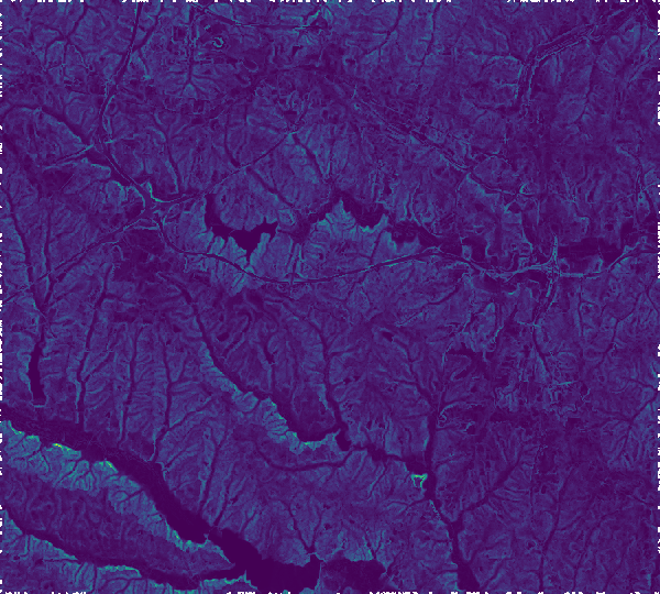 Slope following flow direction for 5 pixels