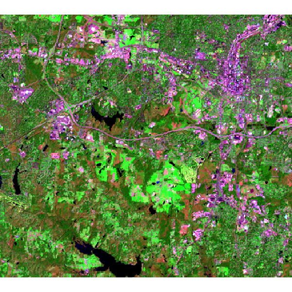 Landsat 7 (2000) bands 7,4,2 color composite example