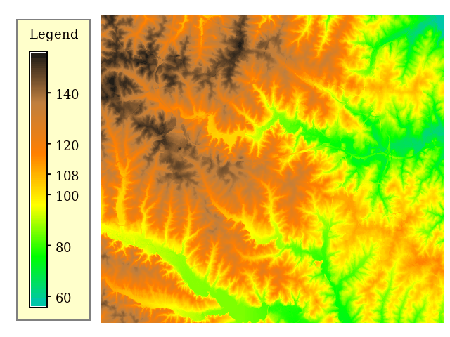 Elevation map with custom legend