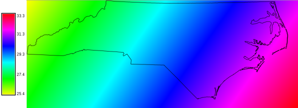 Sun angle map (in degree) of NC, USA