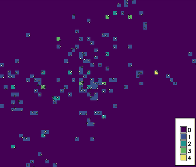 Number of schools in grid of spatial resolution 1km