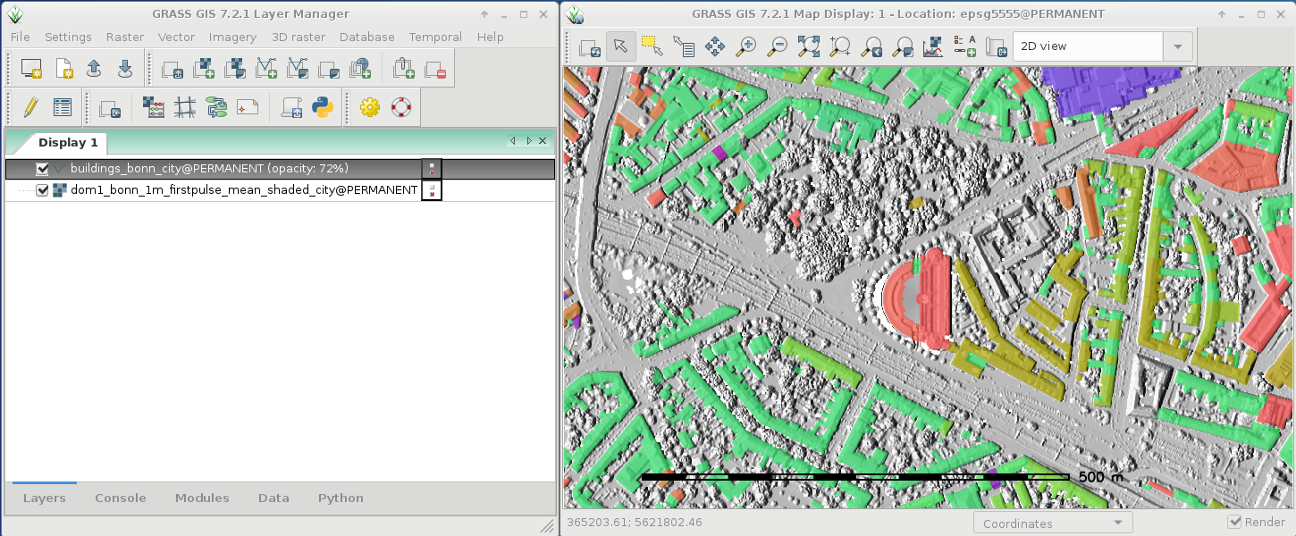 GRASS GIS 7.2.1 in action